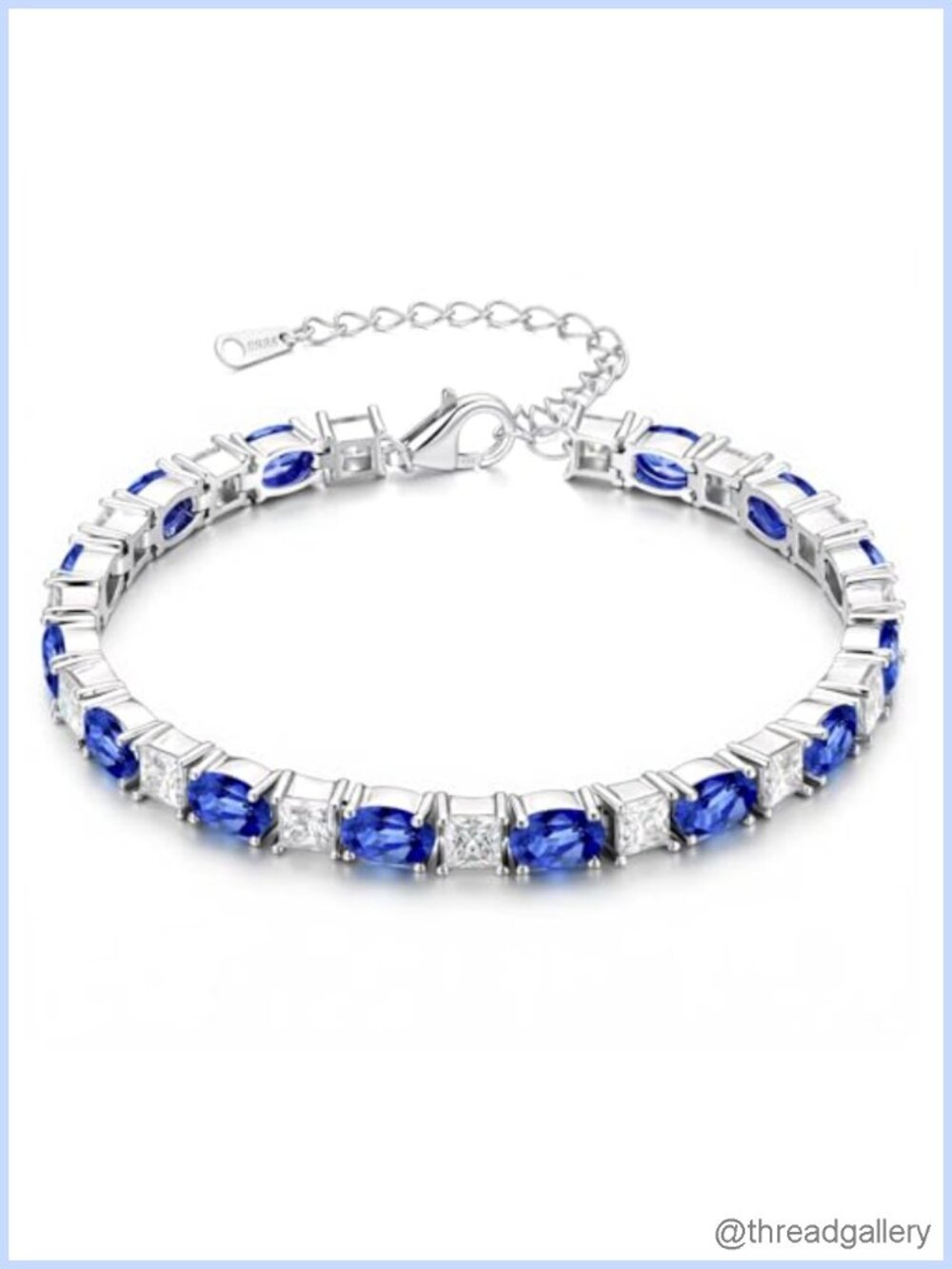 Sterling Silver Tennis Bracelet Oval Birthstone Anniversary Gift